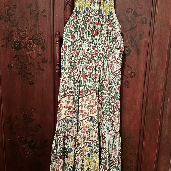 Anthropologie The Somerset Green Floral Halter Style Maxi Dress - Picture 8 of 8